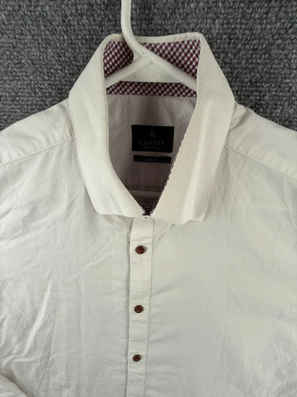Lanvin Collection Button Up Long Sleeve Slim Fit White Size 100 Cotton Blend